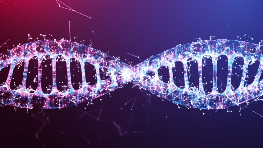 illustration DNA wire frame Futuristic digital  design,Abstract background for Business Science and technology