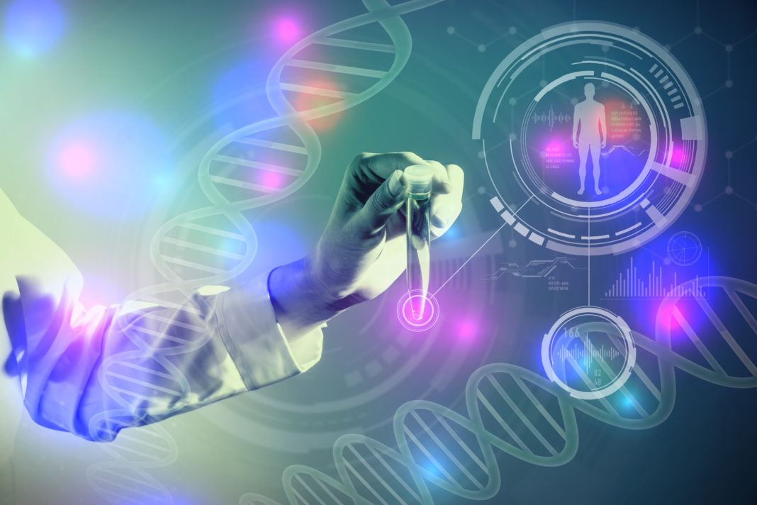 DNA and medical technology concept, biotechnology, gene recombination