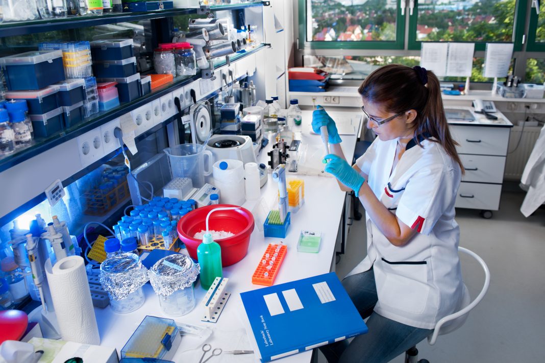 Female scientist working in lab