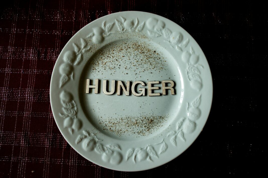 Hunger word on plate