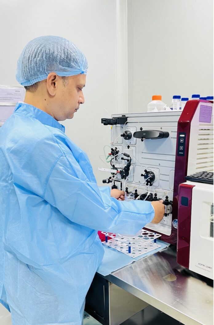 Tarun Gupta, senior general manager at India-based Kashiv BioSciences, working in the lab.